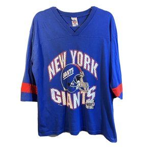 Vintage 1995 New York Giants ABC Monday Night Football Blue Short Slv Shirt  XL